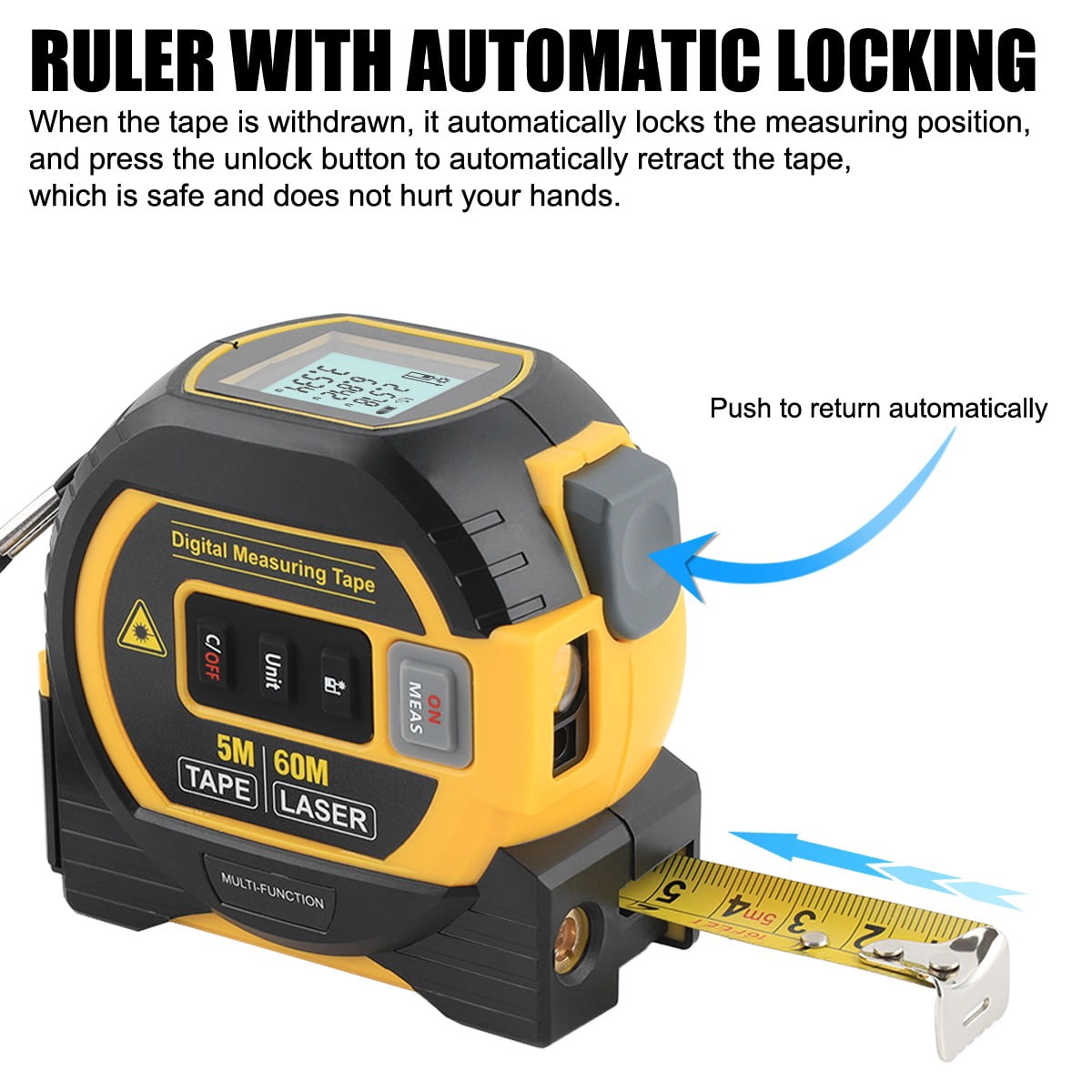 3 In 1 Laser Tape Measure Digital Tape Measure High Precision Laser Rangefinder