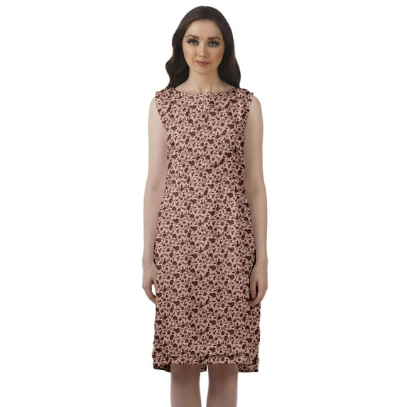 Moomaya Rayon Sleeveless Knee Length Dress WoMen's Back Slit Casual Shift Dress