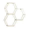 thumbnail image 6 of DecMode 24" x 6" Hexagon 3-Tier Gold Geometric Wall Shelf with 3 Marble Shelves, 6 of 12