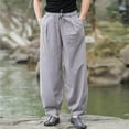 thumbnail image 4 of Dagugfen Pants for Men Drawstring Elastic Waist Baggy Solid Color Summer Casual Trousers ( Big and Tall), 4 of 6
