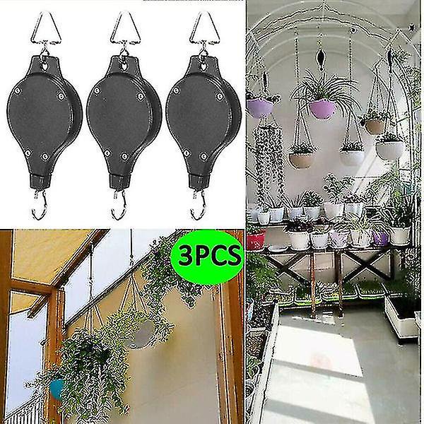 3 Pack Plant Pulley Hanger, Retractable Plant Hook Pulley, Adjustable