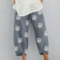 thumbnail image 2 of VEKDONE Womens Cotton Linen Pants Print Long Pants Gray M, 2 of 5