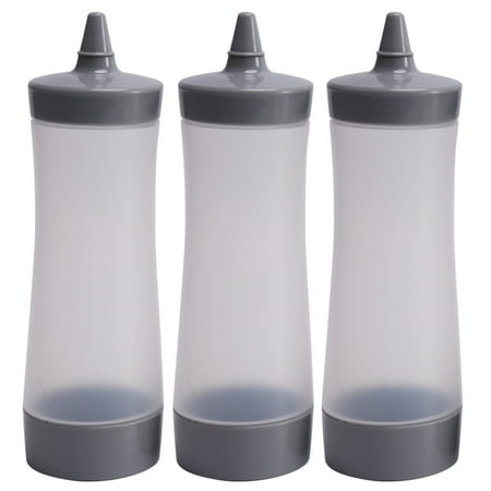 

3 Pcs Squeeze Squirt Condiment Bottles Ketchup Mustard Sauce Containers for Kitchen Condiment (Grey)