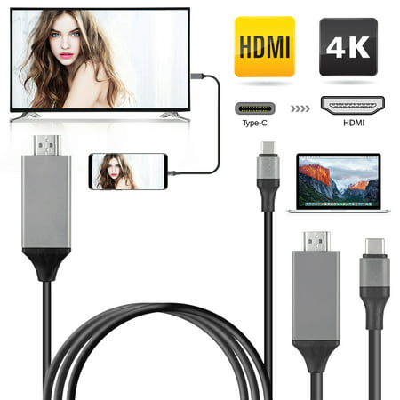 USB Type-C to HDMI HDTV Adapter Cable, USB Type C to HDMI 4K Cable Adapter for MacBook Pro 15