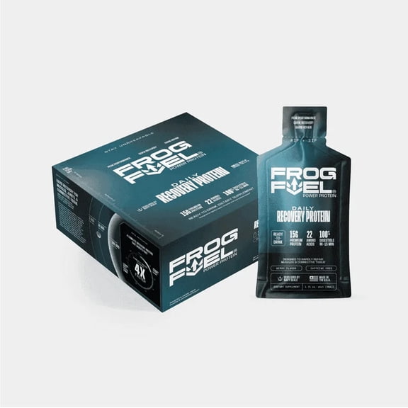 Frog Fuel Power Liquid Protein Shots, 15g Nano-Hydrolyzed Grass-Fed Collagen, Post-Workout Recovery, Gluten-Free, Sugar-Free, Berry Flavor, 1 oz, 24 Pack