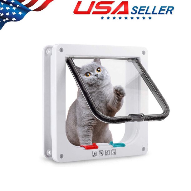 kydely 4 Way Pet Cat Puppy Dog Flap Door Lock Lockable Safe