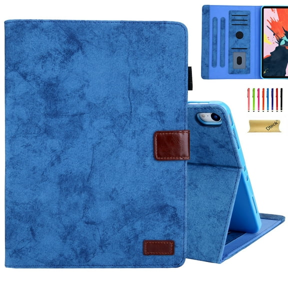 Dteck for iPad 10th Generation Case 10.9" 2022, Matte PU Leather Business Style Folio Stand Flip Cover Smart Case Auto Wake Sleep with Card Slots Pencil Holder for iPad 10th Gen 2022,Blue