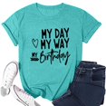 thumbnail image 4 of JAKANYQ T-Shirts pour Femmes Mode Décontractée Imprimé Lettre Col Rond Manches Courtes T-shirt Classique, 4 of 4