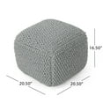 thumbnail image 6 of Christopher Knight Home Teresa Knitted Cotton Square Pouf Light Grey, 6 of 6