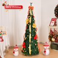 thumbnail image 4 of 4 Ft Fully Decorated Pre-Lit Christmas Tree with LED Lights, Collapsible Pop up Artificial Christmas Tree with Ornaments Ribbon and Bow for Xmas Holiday Party Decorations, Green, 4 of 4