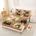 thumbnail image 2 of Castle Fairy Animal Bear Deer Queen Sheets 4 Pieces,Rutic Jungle Wildlife Queen Sheet Sets,Tan Cream Maroon,1 Fitted Sheet, 1 Flat Sheet and 2 Pillowcases, 2 of 6