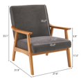 thumbnail image 2 of Ktaxon Mid-century Modern Arm Chair with Solid Wood Frame,Teddy Velvet Fabric Club Chair,Dark Gray, 2 of 9