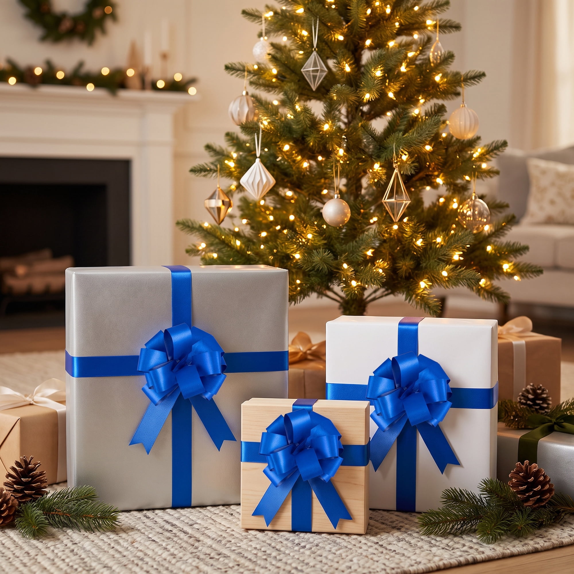 Unique Bargains Multi-Layered Star Bows for Decoration and Gift Wrapping Purposes Blue