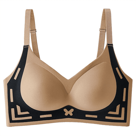Wireless Women s Bra Color Clashing Non Marking Soft Support Bra Lifting Underwear Large Breasts Show Small Gathered Upturned To Collect Side Breasts Underwear  Women s Bra M