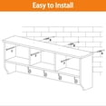thumbnail image 6 of Espresso Entryway Wall Mounted Coat Rack with 4 Dual Hooks Living Room Wooden Storage Shelf, 6 of 11