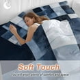 thumbnail image 4 of Abstract Splicing Plaid Bedding Duvet Cover Set King Size 4 Pieces Watercolor Navy Blue Bedding Set with Zipper Closure, 1 Comforter Cover 92x106 Inches 1 Flat Sheet & 2 Pillow Cases, 4 of 7