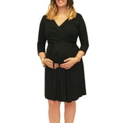 Maternity 3/4 Sleeve Knit Wrap Dress