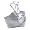 thumbnail image 4 of Women‘s Shiny Bra Rave Bandeau Vest Bra Holographic Crop Top Backless Metallic Rave Suit, 4 of 6
