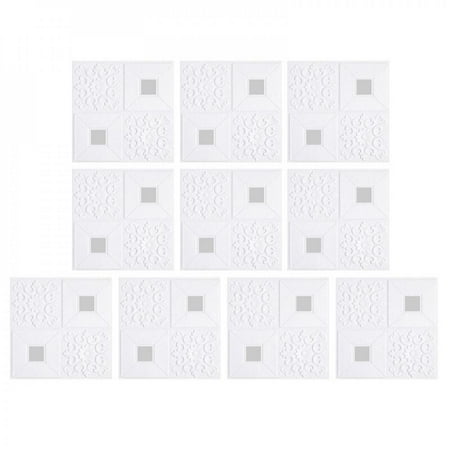 

Greyghost 10Pcs Stereo 3D Wall Panel wall sticker Roof Self-adhesive Ceiling Wallpaper Foam Panel Home Living Room Decoration Silver