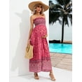 thumbnail image 4 of HYwys Women s Maternity Dresses Boho Strapless Summer Casual Floral Maxi Dress Pink M, 4 of 7