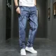 thumbnail image 2 of Pantalones vaqueros para hombre, pantalones empalmados, vaqueros rectos de alta calidad para hombre con bolsillos, pierna ancha, suaves, casuales, elegantes, calientes, Xs, 2 of 5