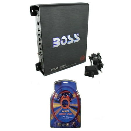BOSS AUDIO Riot R1100M Mono Car Amp Amplifier plus Sub Bass Remote + Wiring