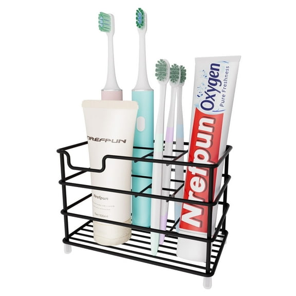 Toothbrush Holder for Bathroom,Black Stainless Steel Bathroom Accessories Organizer for Small Spaces
