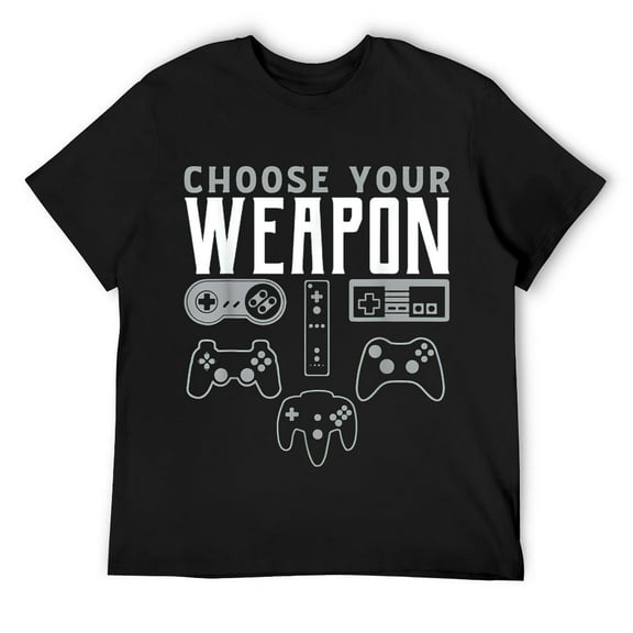 Mens Choose Your Weapon Gaming Shirt Funny Gaming Gamer T-Shirt Black