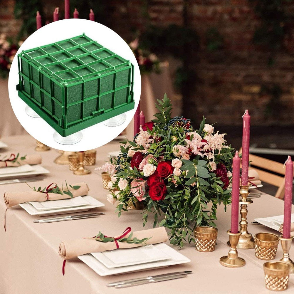 Hzzsbu 4Pcs Floral Foam Blocks Floral Foam Cage for Flower Arranging Dry Florist Foam Bricks, Flower Arranging Foam for Wedding Party, Home Garden Decoration