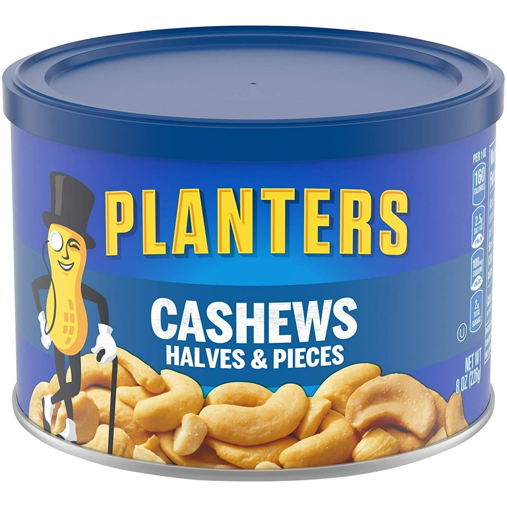 PLANTERS Cashew Halves & Pieces, 8 oz Canister Cashews Roasted in