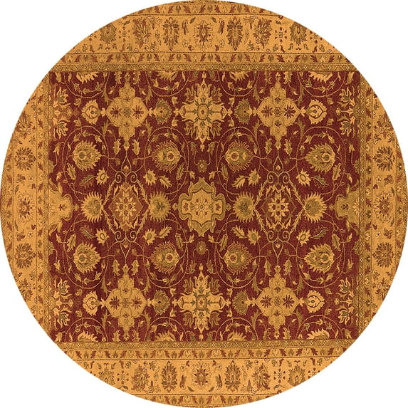 Ahgly Company Indoor Round Oriental Orange Industrial Area Rugs, 3' Round
