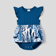 thumbnail image 4 of PatPat Family Matching Plant Print Splice Belted Tank Dresses and Color Block Short-sleeve T-shirts Sets, Blue, Baby Girl 6-9M, 4 of 5