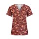 thumbnail image 5 of ICHUANYI Clearance Fashion Women Summer Causal Printing Short Sleeve V-Neck Top Blouse Button T-Shirt(Red, M) ICHUANYI WER2023081109217, 5 of 5