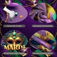 thumbnail image 4 of Golden Mask Mardi Gras Banner Colorful Feathers Carnival Display Purple Green Gold Beaded Decoration Festive Backdrop for Carnival Party Mardi Gras Celebration Festival Parade, 4 of 9