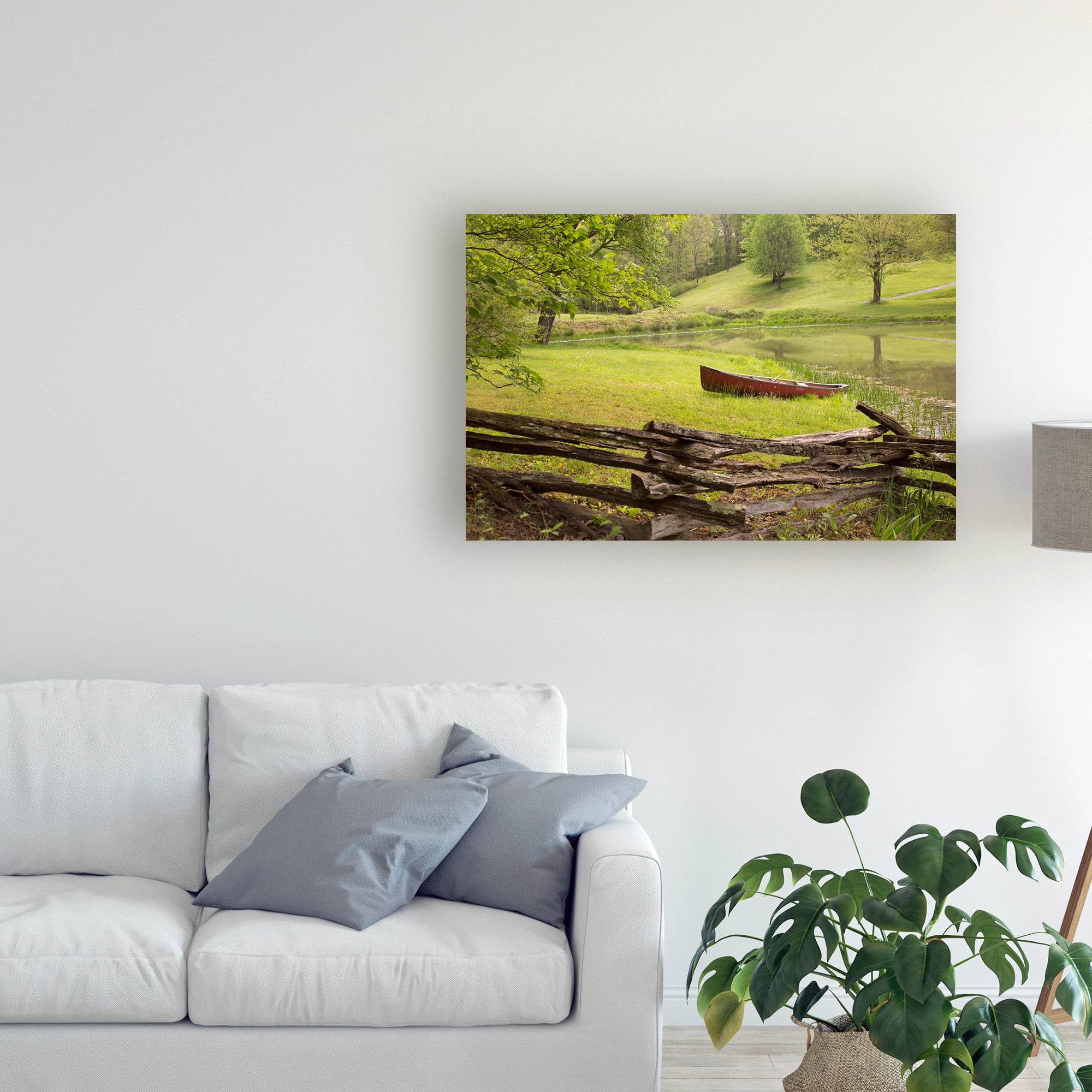 Trademark Fine Art 'Canoe And Fence' Canvas Art by Monte Nagler