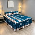 thumbnail image 1 of Linnome Ruffled Bed Skirt with Pillowcases 3 Piece Set Elastic Bed Sheet Bed Cover for Bedroom Decor Machine Washable, 1 of 9