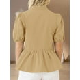 thumbnail image 6 of Womens Puff Sleeve Peplum Blouses Ruffle V Neck Summer Casual Tops Babydoll Loose Fit Shirts, 6 of 7