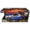 thumbnail image 3 of Brian's Nissan GTR Skyline R34 RHD (Right Hand Drive) Silver with Blue Stripes "Fast & Furious 25th Anniversary" 1/24 Diecast Model Car by Jada, 3 of 3