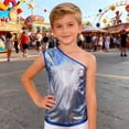 thumbnail image 6 of XIYON Girls Tank Tops Girl Glitter Performance Top Asymmetrical Shoulder Sequin Vest Stage Wear Party Outfit Classic Top 11-14 Years, 6 of 6