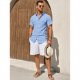 thumbnail image 3 of Puztloy Mens Linen Shirts Casual Cotton Short Sleeve Regular-Fit T-Shirt Summer Lightweight Beach Yoga Tops, 3 of 6
