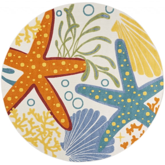 8â€™ Round Multicolor Indoor Outdoor Area Rug