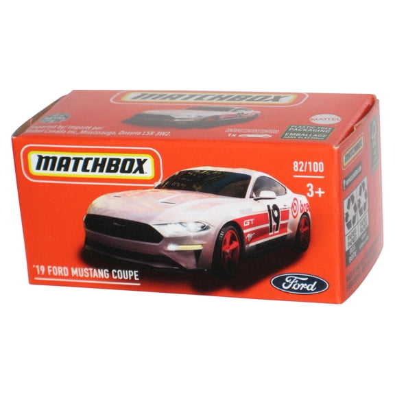 Matchbox White '19 Ford Mustang Coupe (2021) Power Grab Box Toy Car 82/100