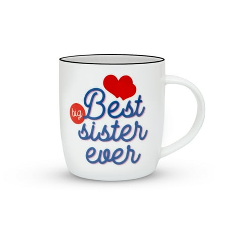 Janazala Best Big Sister Ever Mug, Birthday Gift Idea For Sister, Christmas Gifts For Big Sister, Funny Coffee Mugs Gifts, Christmas Gifts For Big Sister, Ceramic, 13 oz (Best Christmas Gift Ideas For Sister)