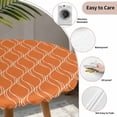 Abstract Modern Orange Wave Line Round Fitted Tablecloth with Elastic ...
