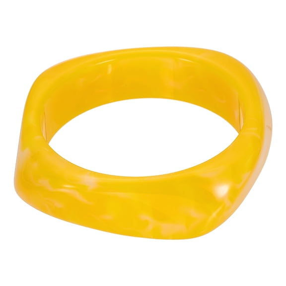 Uxcell Chunky Irregular Acrylic Resin Bangle Bracelet for Women, Cuff Wide Geometric Stackable Bangles Tortoiseshell Acetate Wristband Bracelet Statement Jewelry, Yellow