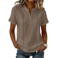 thumbnail image 3 of TGSLY Women's Henley Shirts Half Lightweight Button Down Solid Color Golf Tee Tops Dressy Short Sleeve Blouses with Contrast Stitch Trim XXL, 3 of 7