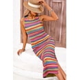 thumbnail image 7 of PRETTYGARDEN Womens Summer Sleeveless Tank Dress Crew Neck Striped Side Slit Bodycon Casual Maxi Dresses, 7 of 7