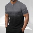 thumbnail image 2 of WRKEKC Summer Men's T-Shirts Button Crew Neck Gradient Short Sleeve Top for Men Trendy Casual Daily Wear Dates and Summer Gatherings, 2 of 6