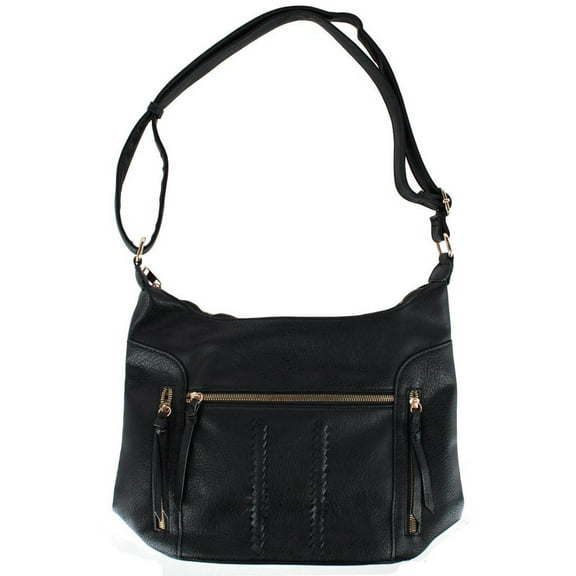 CTM Synthetic Leather Adjustable Crossbody with Zipper Detail (Women)