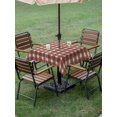thumbnail image 4 of Outdoor Tablecloth with Umbrella Hole for Patio/Picnic/Party/Camping, Brown White Checkered Waterproof Table Cloth Square Cover Washable, Farmhouse Plaid Buffalo Elegant (60"x 60"), 4 of 9